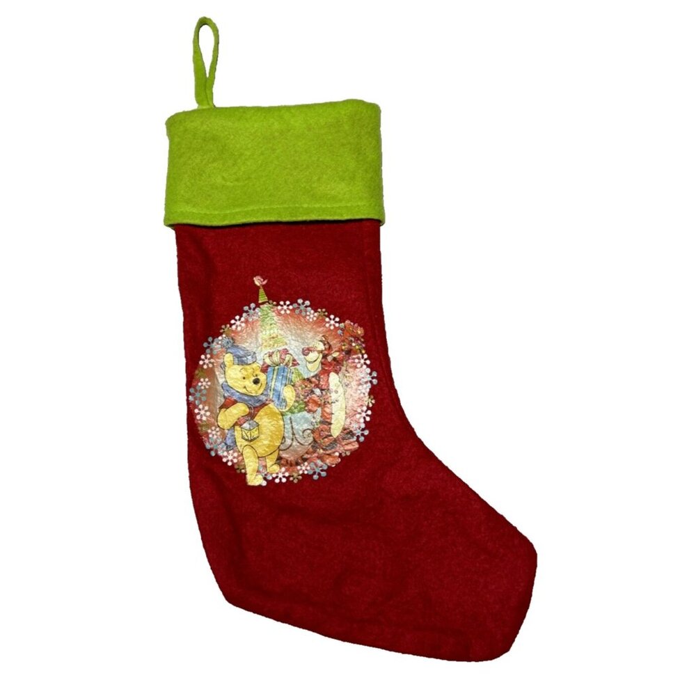 Winnie The Pooh Christmas Stocking Tigger Bird On Tree Felt Red Green